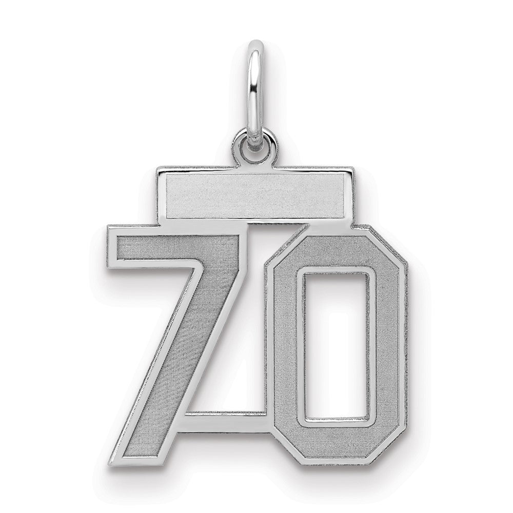 Sterling Silver/Rhodium-plated Satin Number 70 Charm