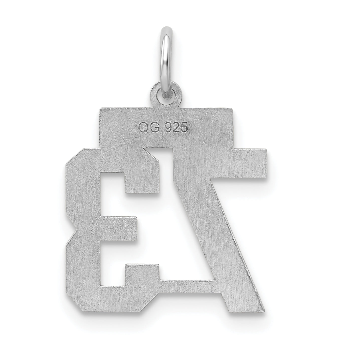 Sterling Silver/Rhodium-plated Satin Number 73 Charm