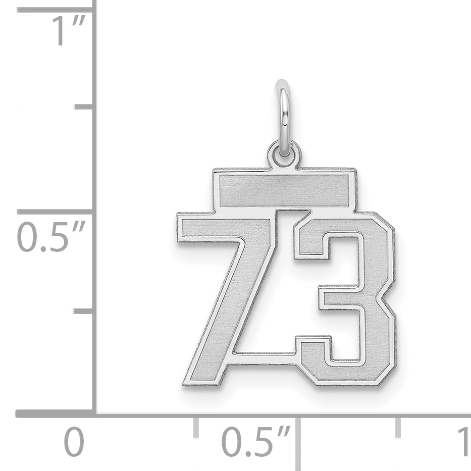 Sterling Silver/Rhodium-plated Satin Number 73 Charm
