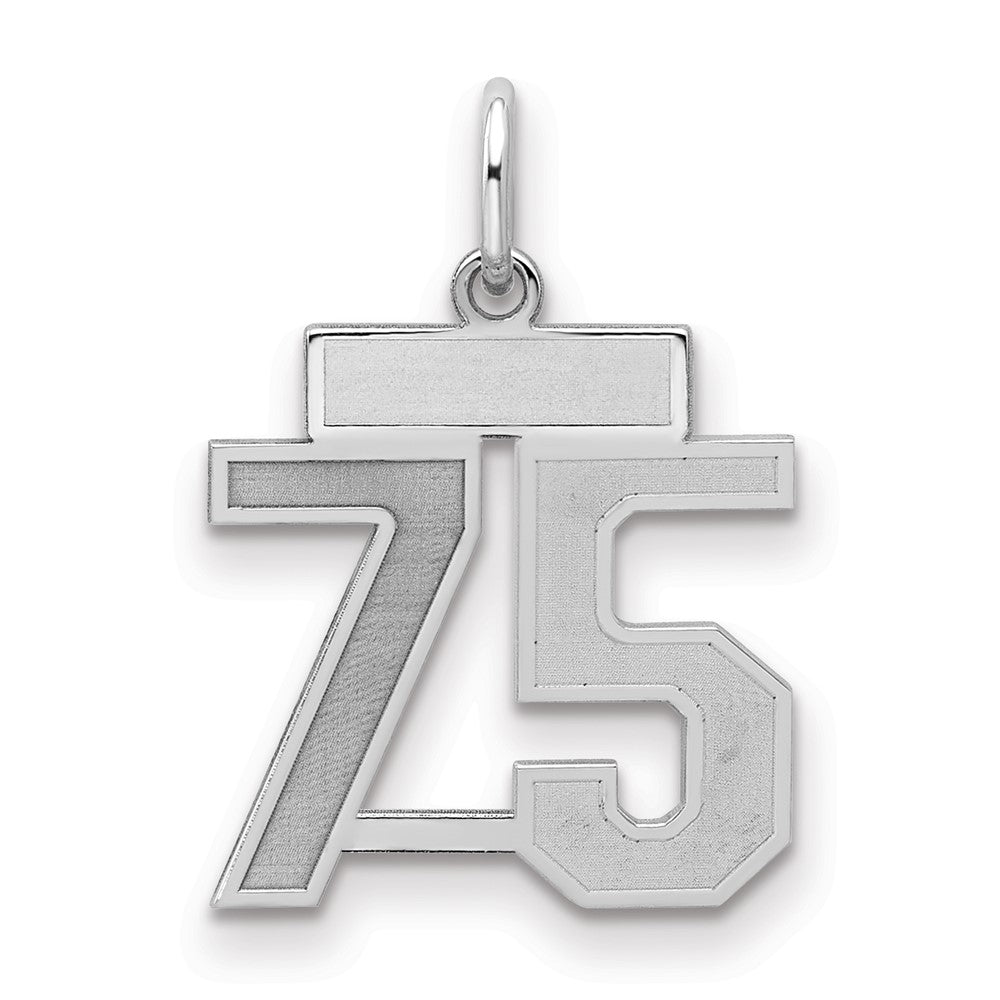Sterling Silver/Rhodium-plated Satin Number 75 Charm
