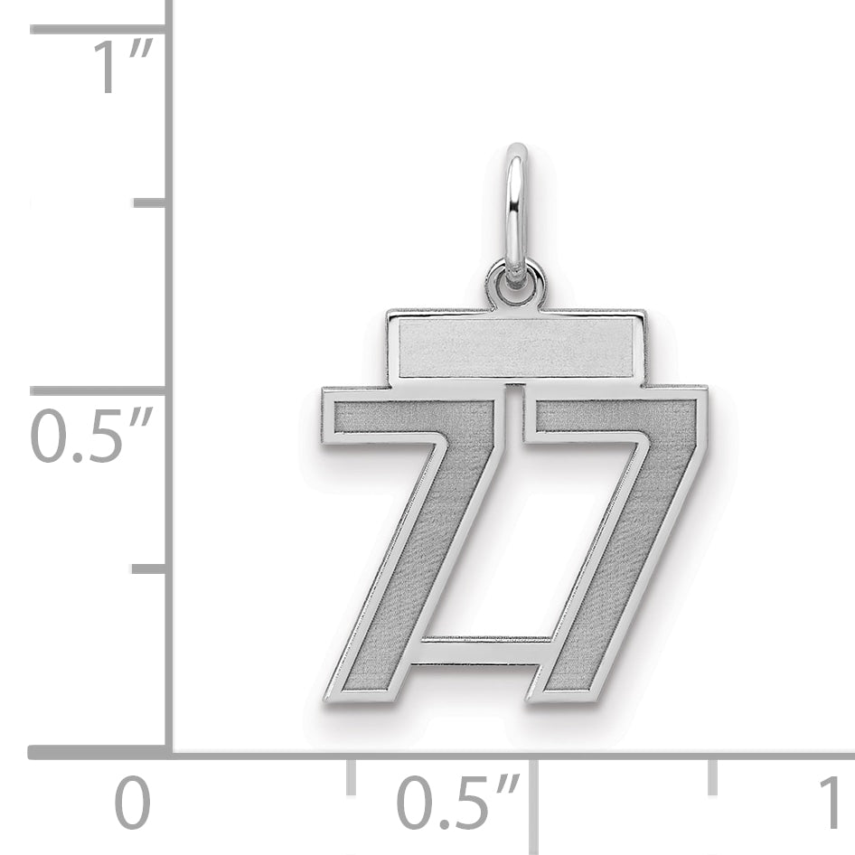 Sterling Silver/Rhodium-plated Satin Number 77 Charm