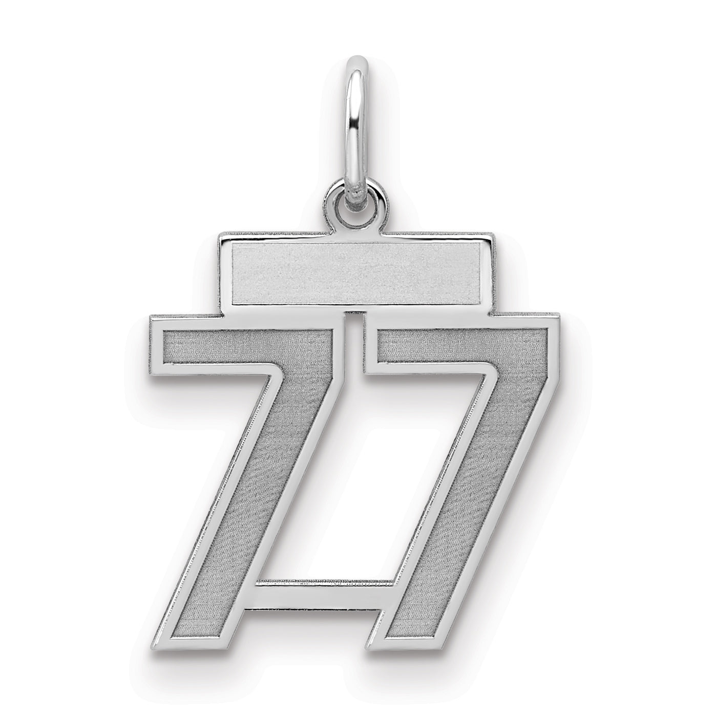 Sterling Silver/Rhodium-plated Satin Number 77 Charm