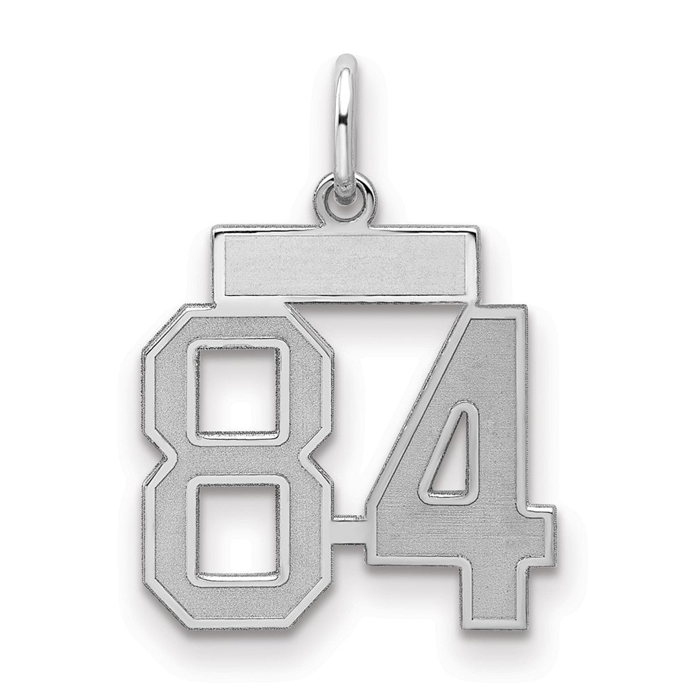 Sterling Silver/Rhodium-plated Satin Number 84 Charm