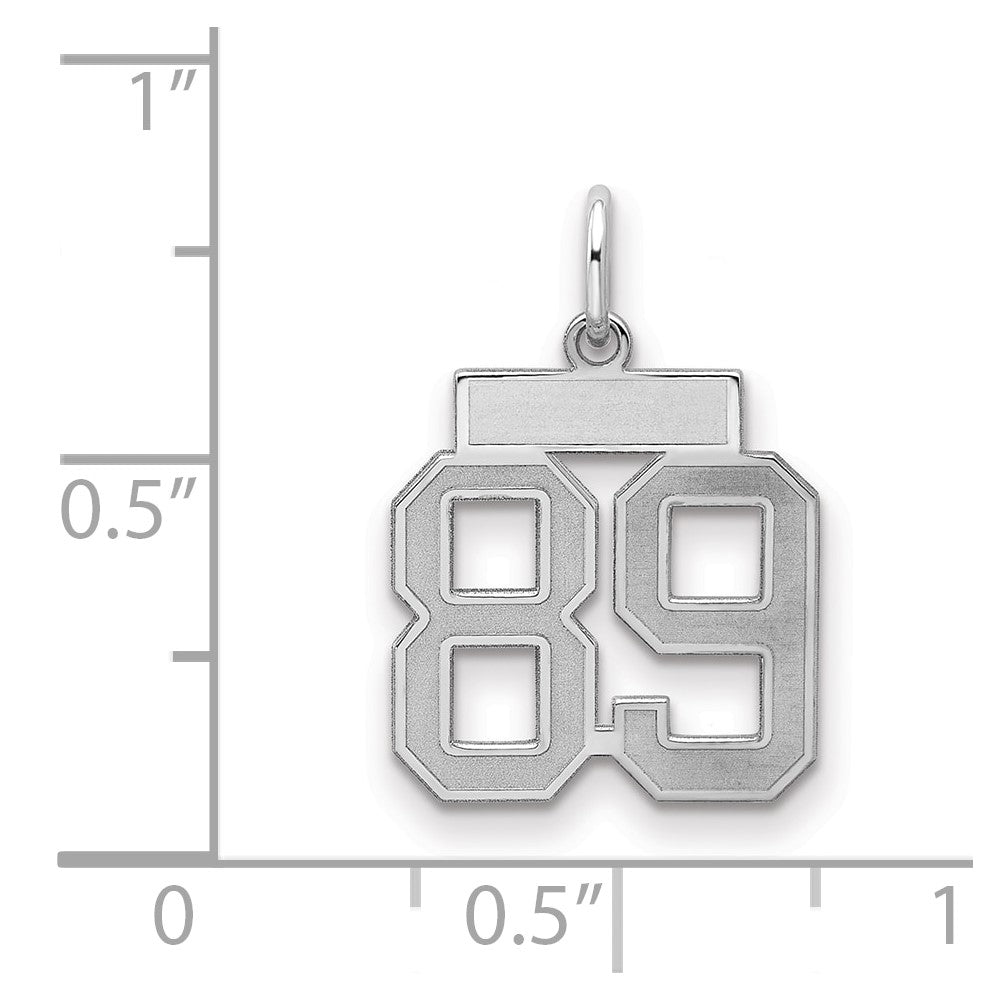Sterling Silver/Rhodium-plated Satin Number 89 Charm