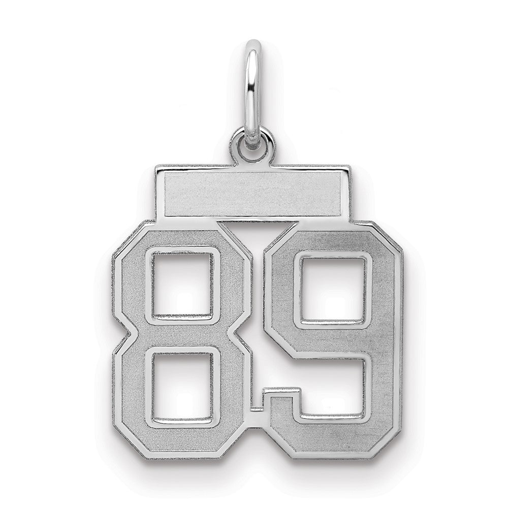 Sterling Silver/Rhodium-plated Satin Number 89 Charm
