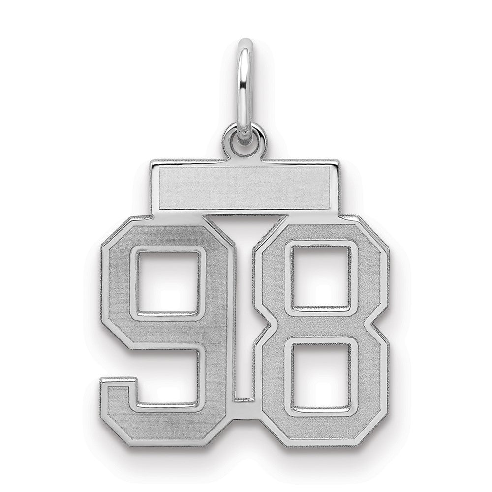 Sterling Silver/Rhodium-plated Satin Number 98 Charm