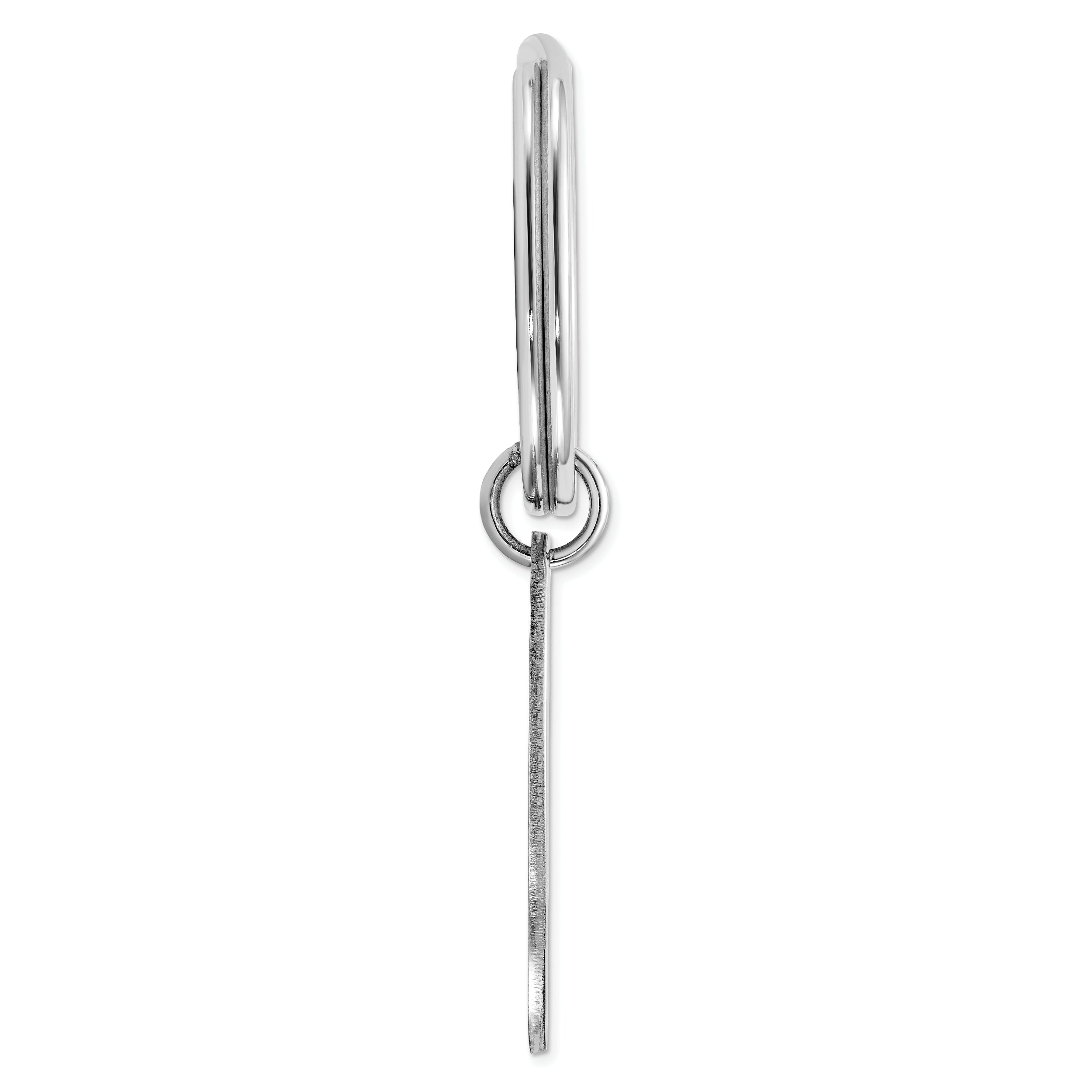 Sterling Silver Rhodium-plated Oval Key Ring