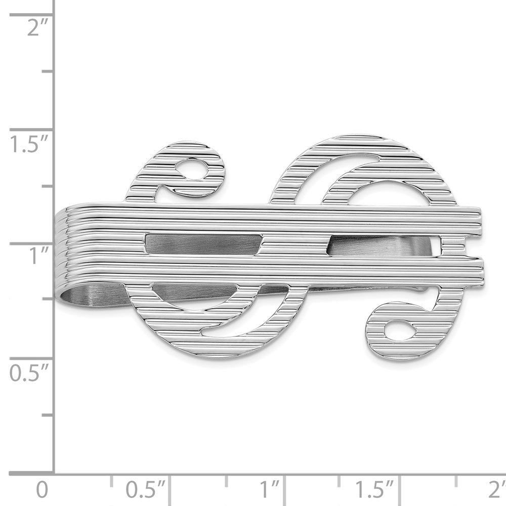 Sterling Silver Rhodium-plated Dollar Sign Money Clip