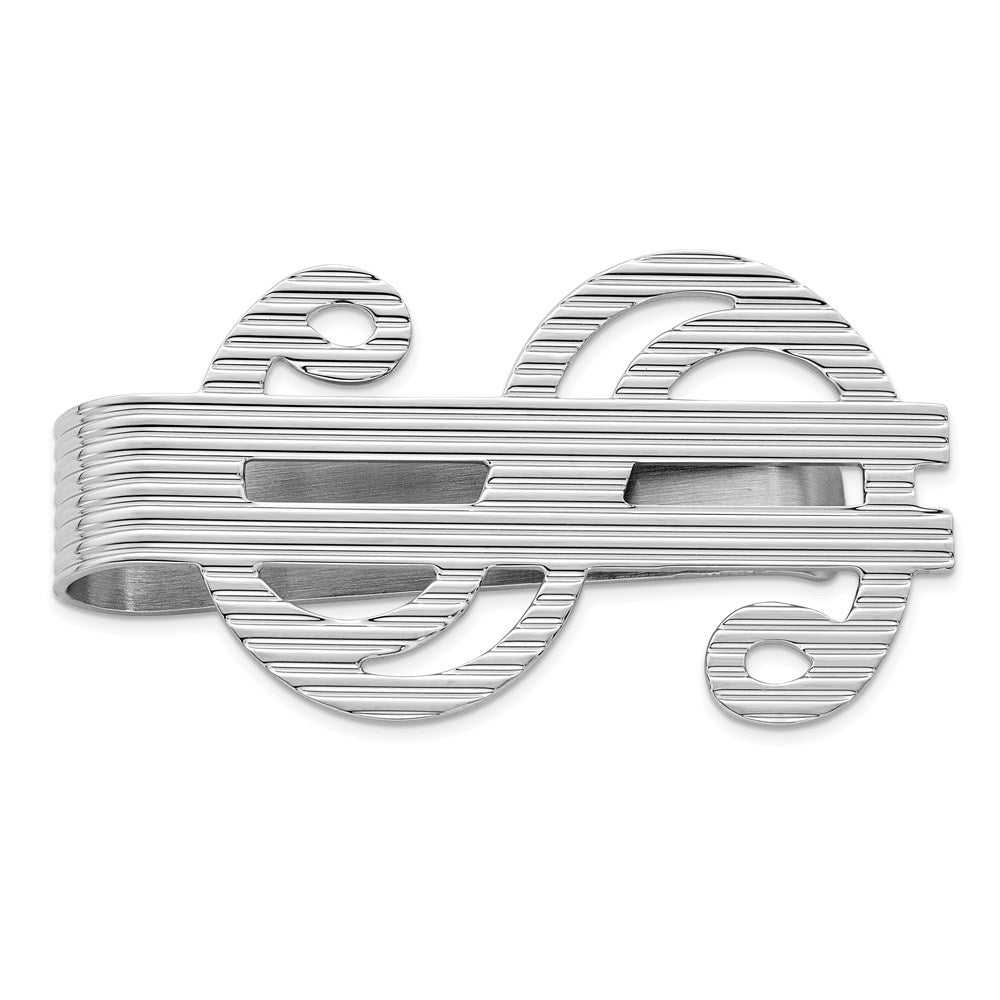 Sterling Silver Rhodium-plated Dollar Sign Money Clip