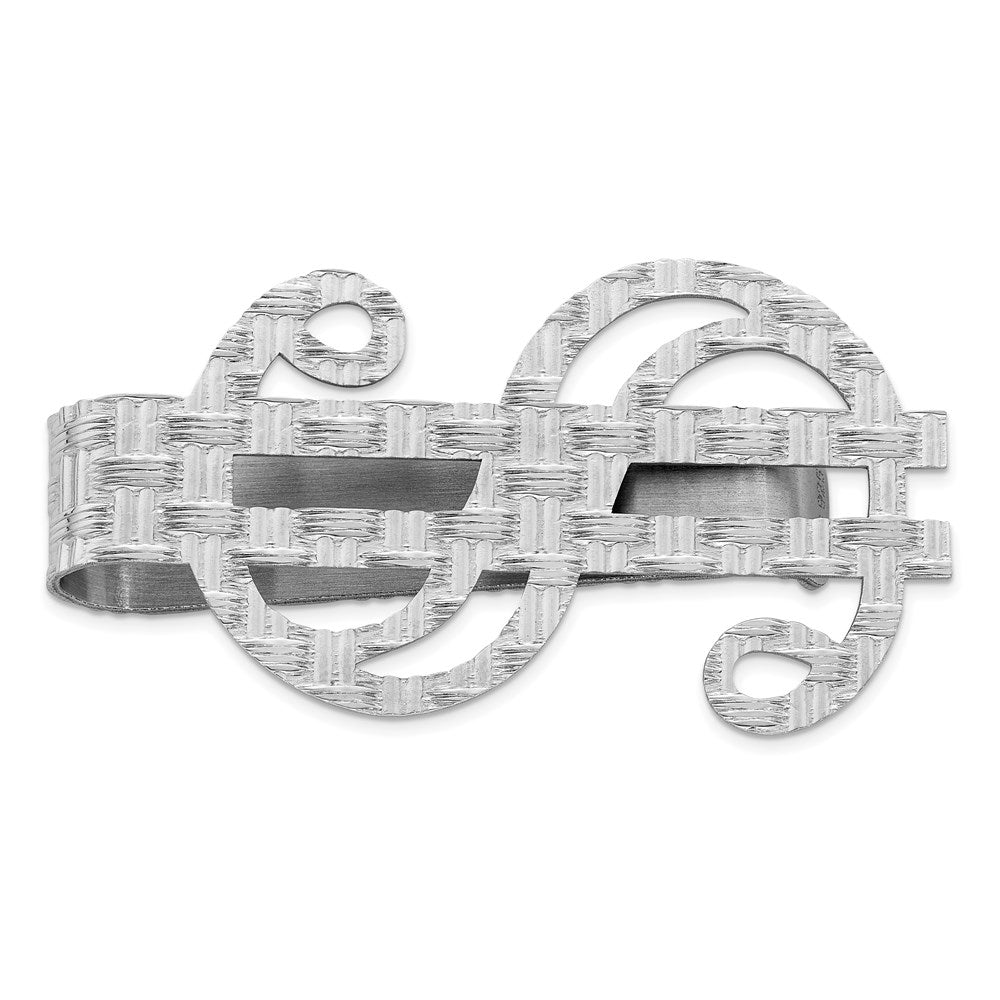 Sterling Silver Rhodium-plated Dollar Sign Money Clip