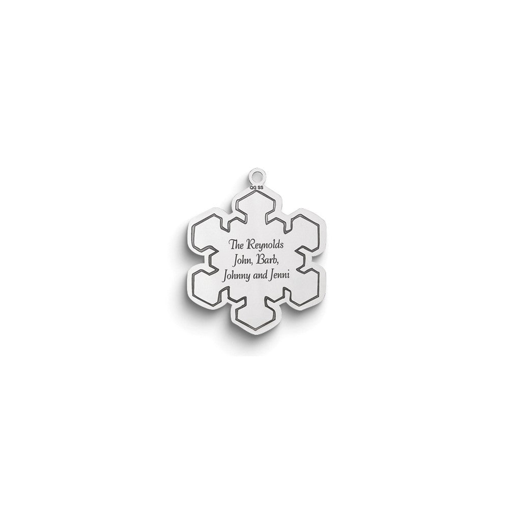 Sterling Silver Rhodium-plated Christmas Snowflake Ornament with Personalization