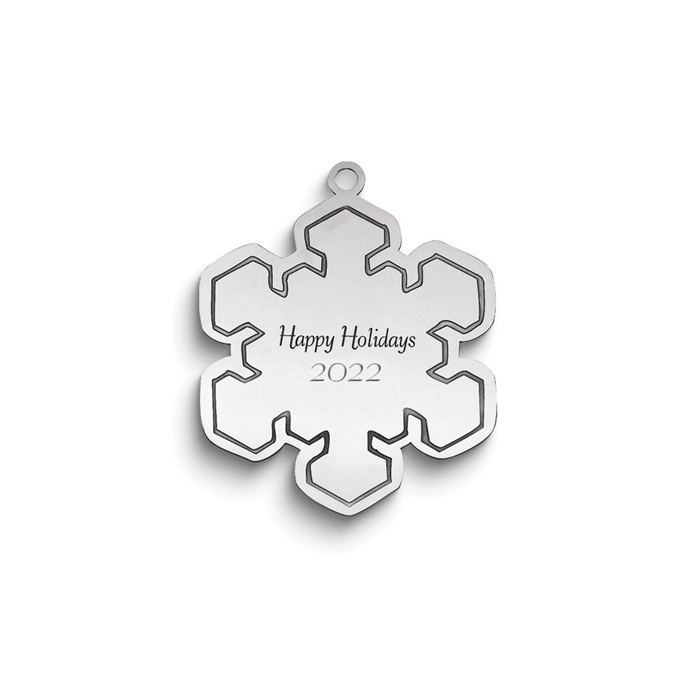 Sterling Silver Rhodium-plated Christmas Snowflake Ornament with Personalization