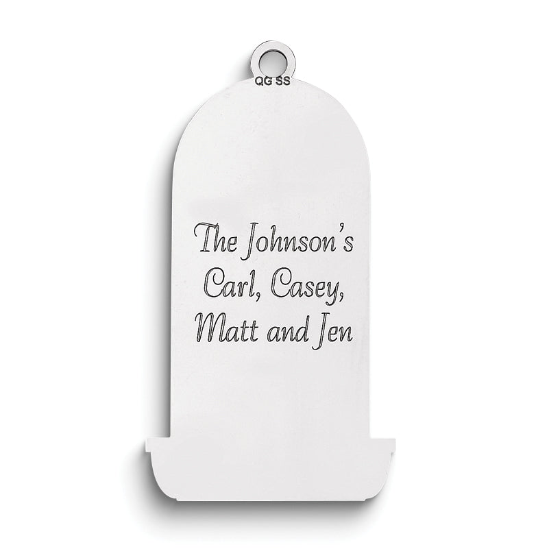 Sterling Silver Rhodium-plated Christmas Window Pane Ornament with Personalization