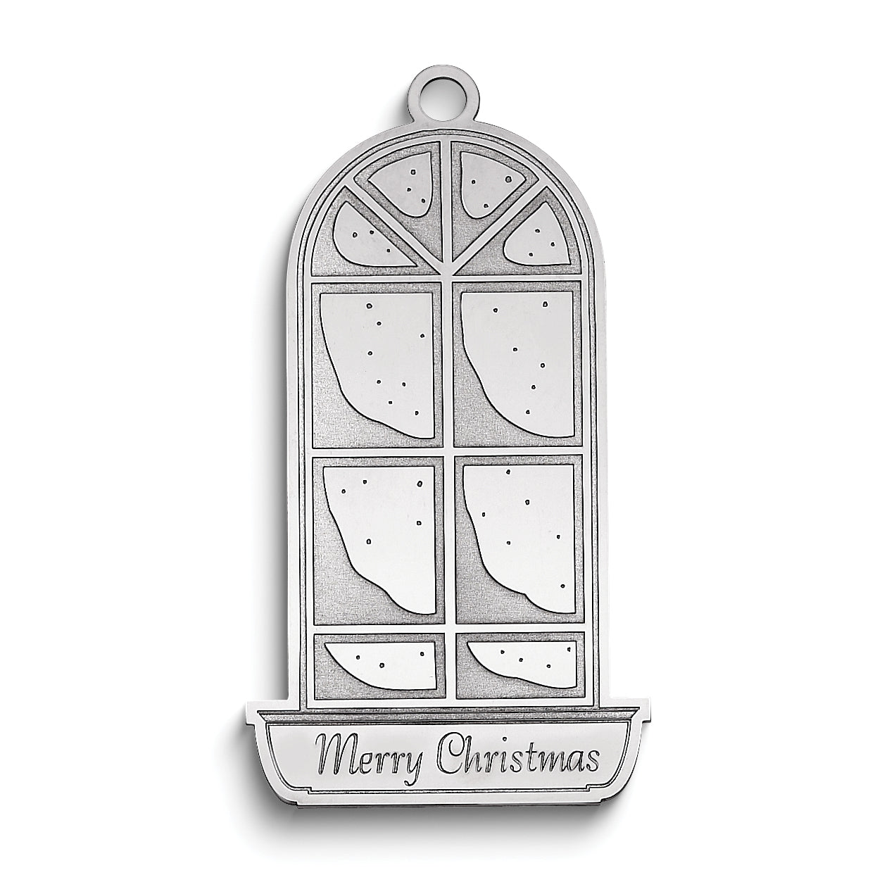 Sterling Silver Rhodium-plated Christmas Window Pane Ornament with Personalization