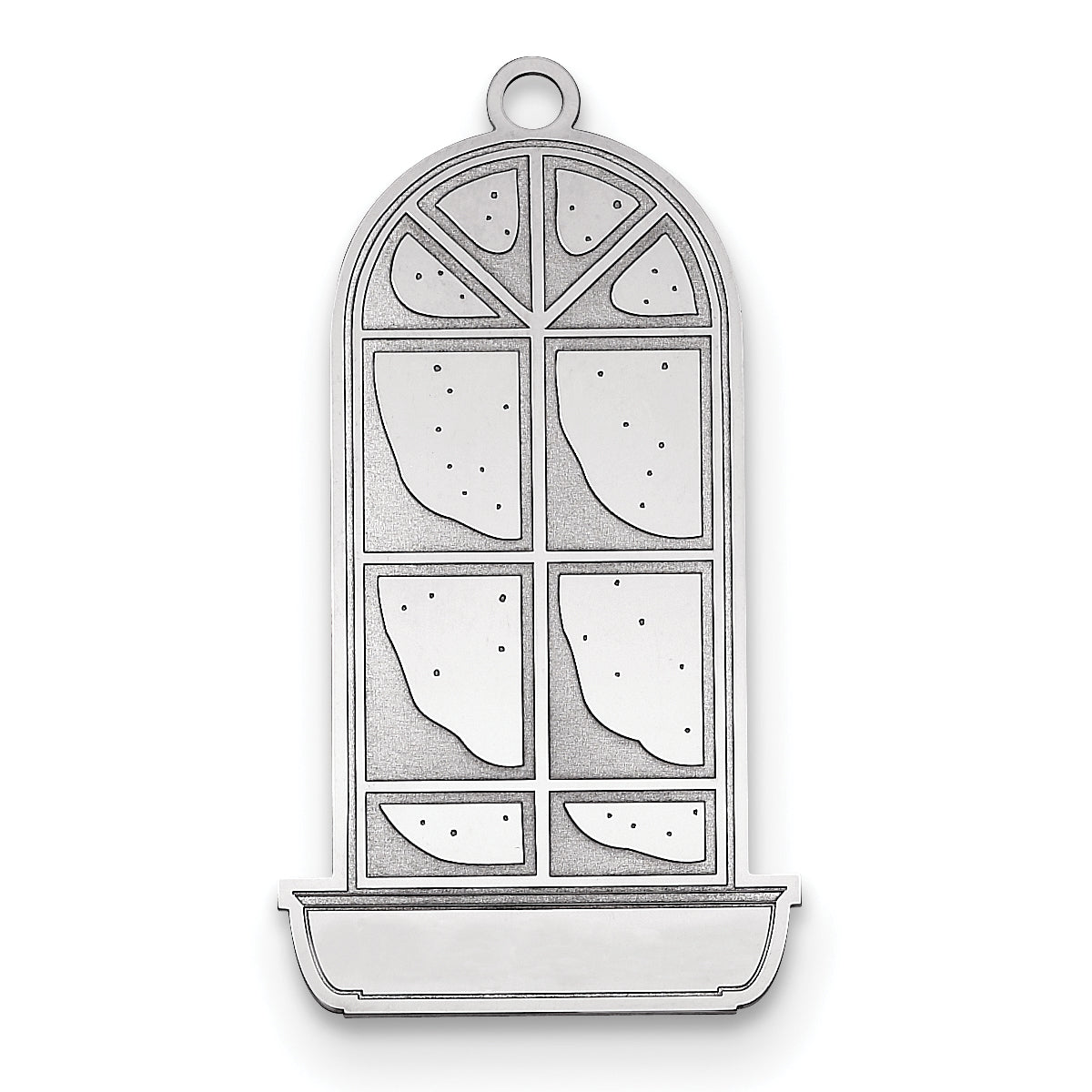 Sterling Silver Rhodium-plated Blank Christmas Window Pane Ornament