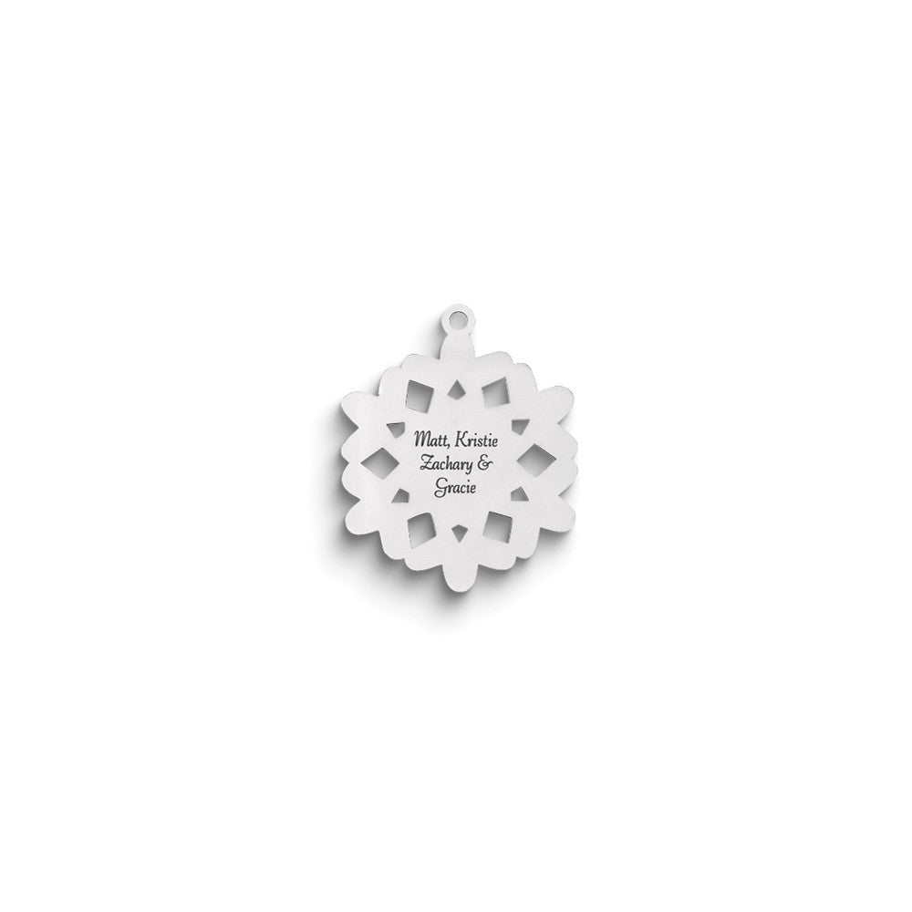 Sterling Silver Rhodium-plated Christmas Snowflake Ornament with Personalization
