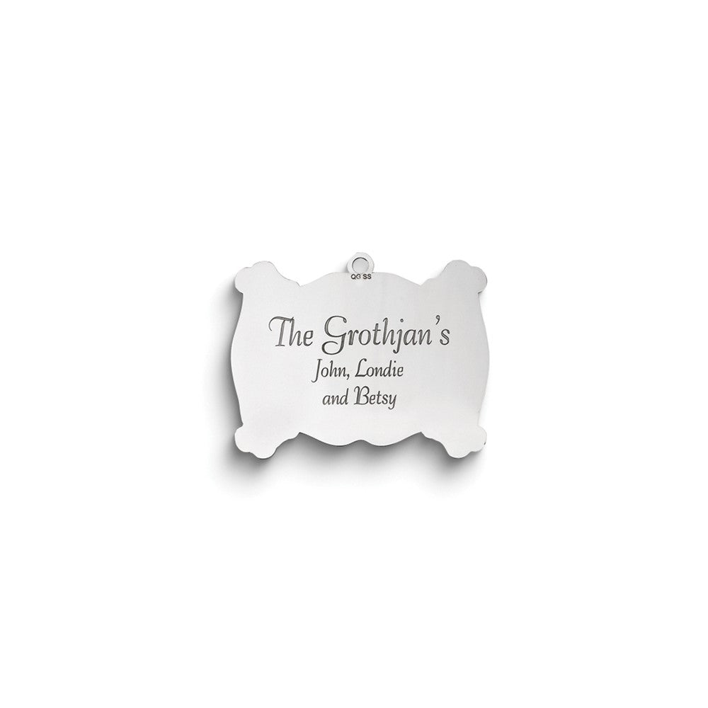 Sterling Silver Rhodium-plated Christmas Plaque Ornament with Personalization