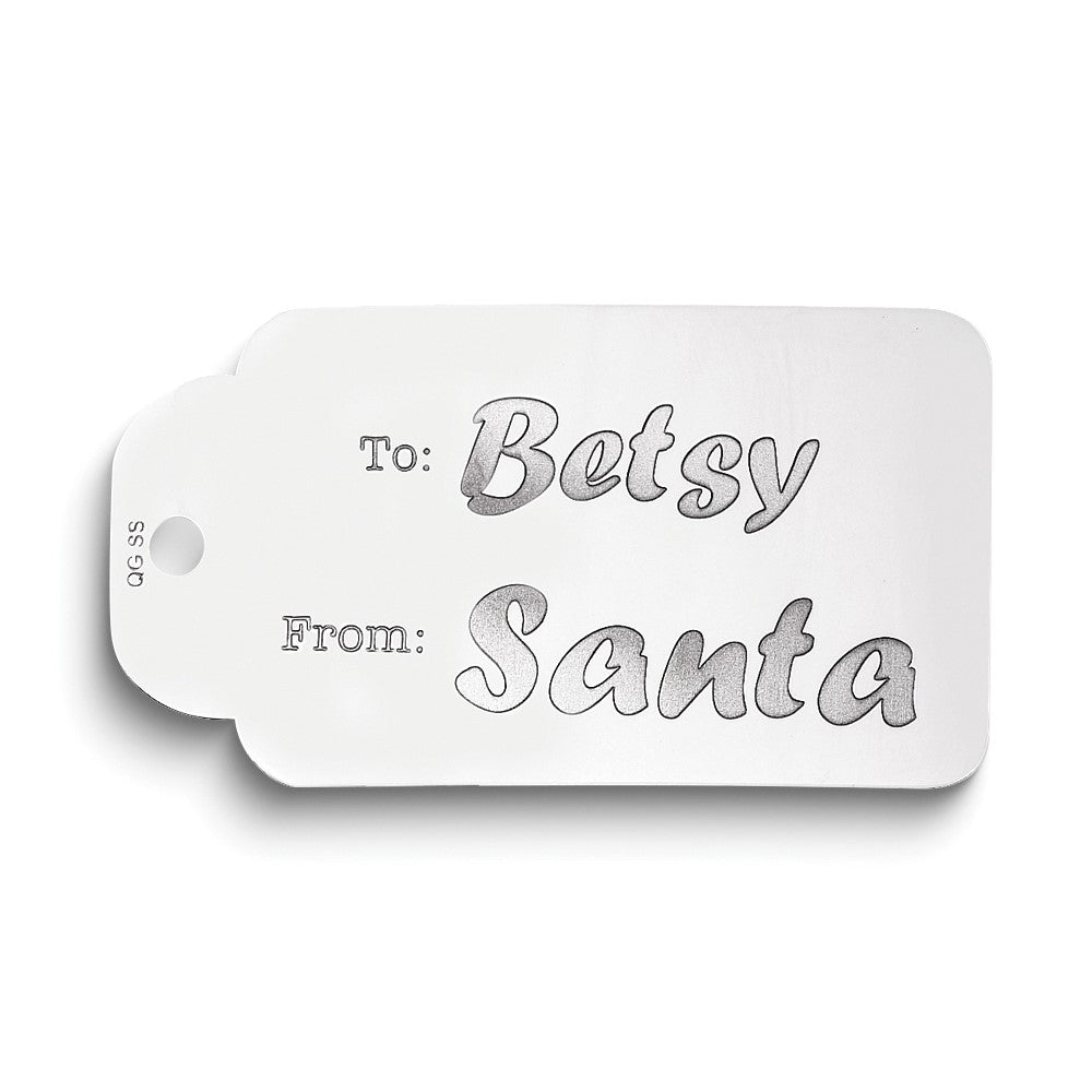 Sterling Silver Rhodium-plated Christmas Gift Tag with Personalization
