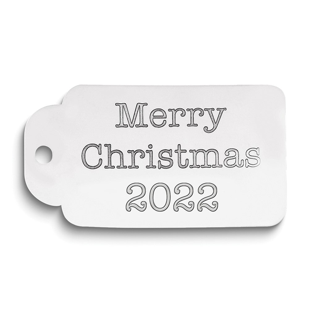 Sterling Silver Rhodium-plated Christmas Gift Tag with Personalization