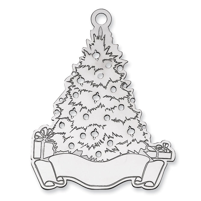 Sterling Silver Rhodium-plated Blank Christmas Tree Ornament