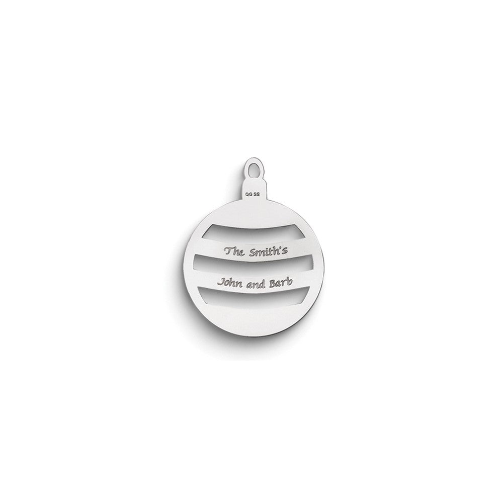 Sterling Silver Rhodium-plated Christmas Ornament with Personalization
