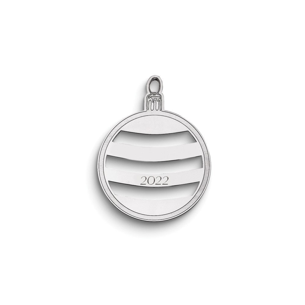 Sterling Silver Rhodium-plated Christmas Ornament with Personalization
