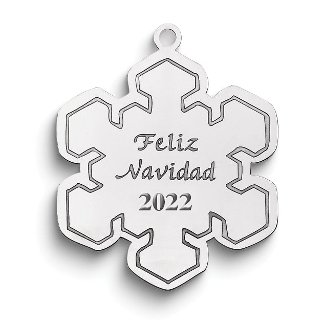 Sterling Silver Rhodium-plated Christmas Snowflake Ornament with Personalization