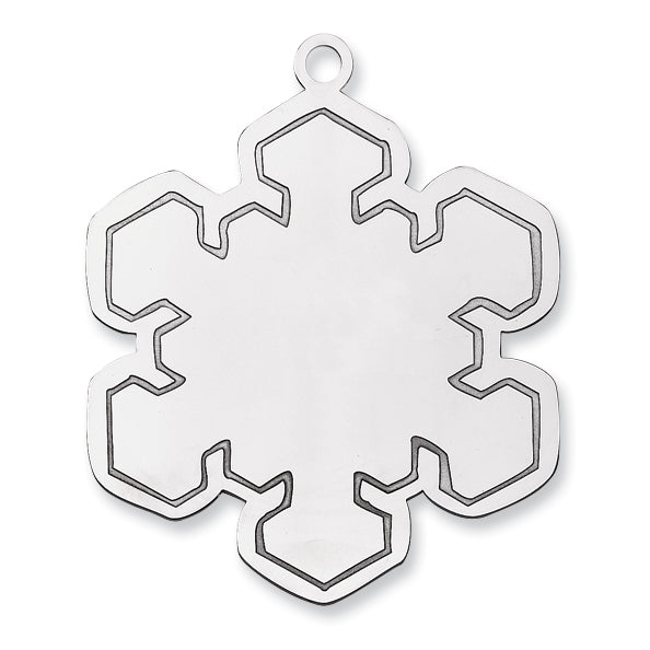 Sterling Silver Rhodium-plated Blank Christmas Snowflake Ornament