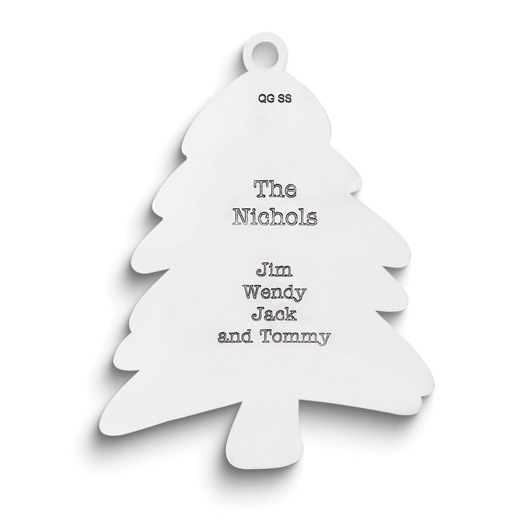 Sterling Silver Rhodium-plated Christmas Tree Ornament with Personalization