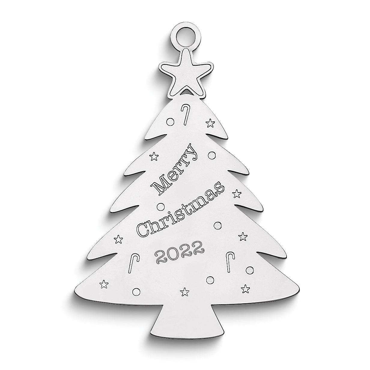 Sterling Silver Rhodium-plated Christmas Tree Ornament with Personalization