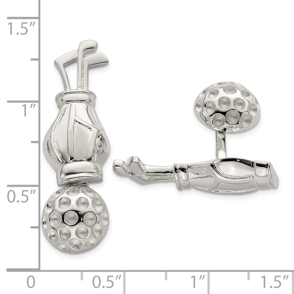 Sterling Silver Reversible Golf Clubs &Ball Cufflinks