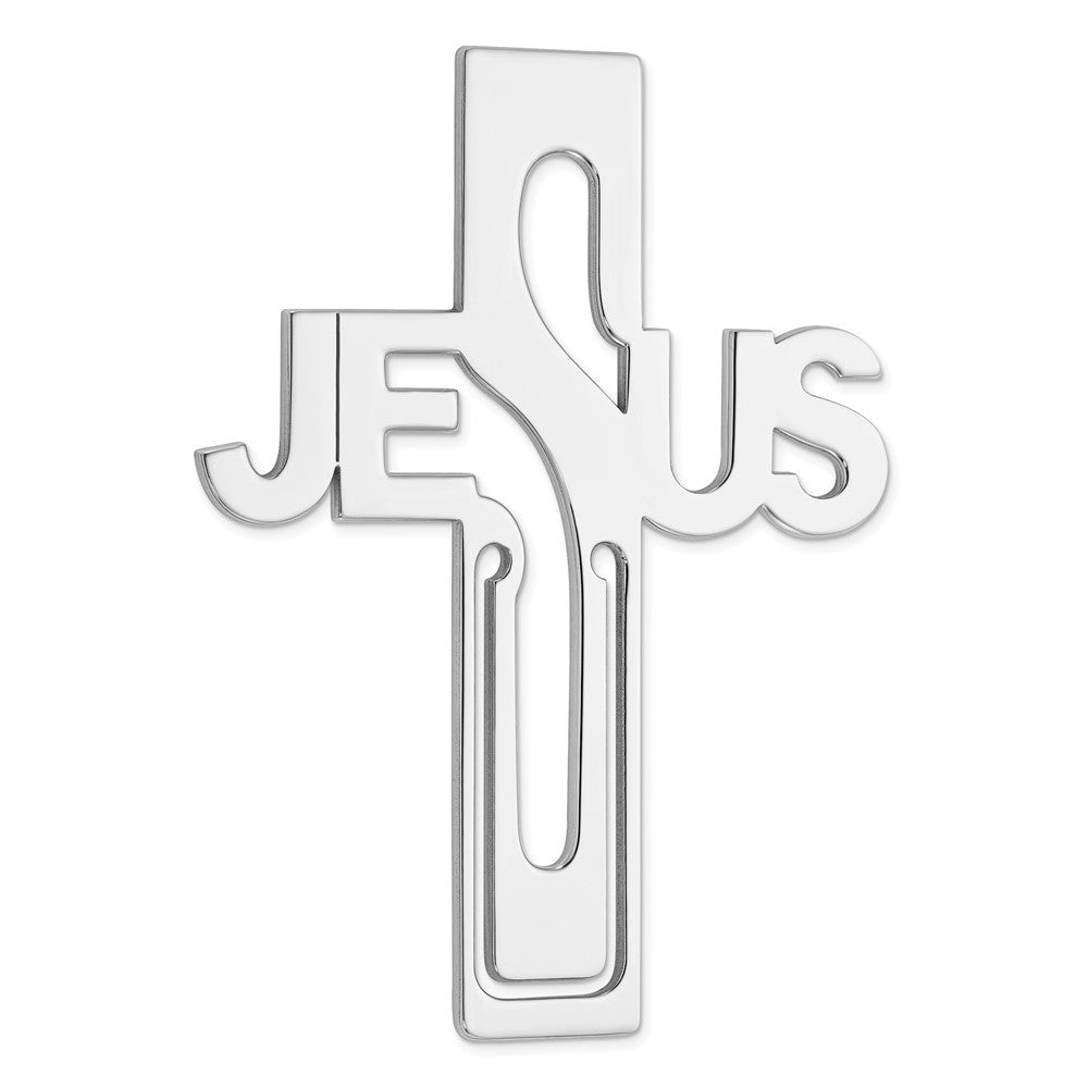 Sterling Silver Rhodium-plated Jesus Cross Bookmark