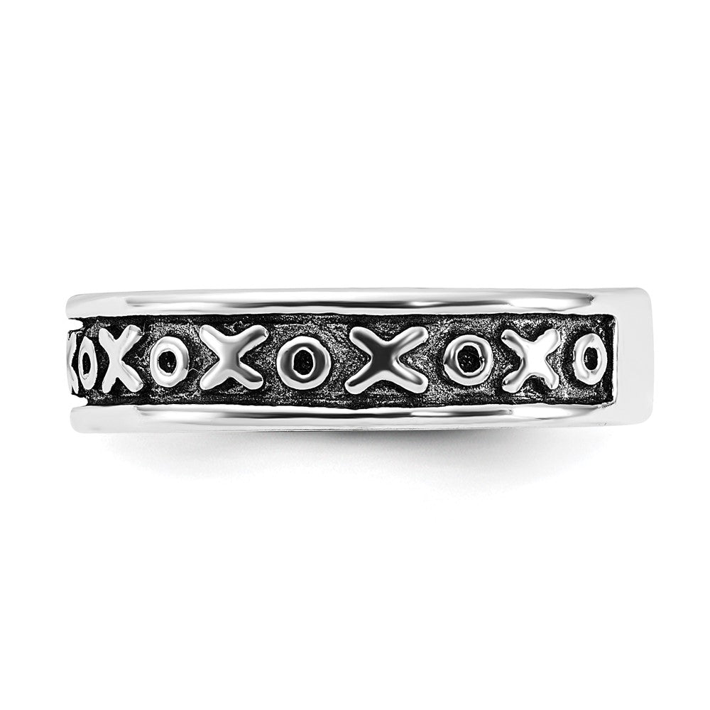 Sterling Silver Polished & Antiqued X & O Ring
