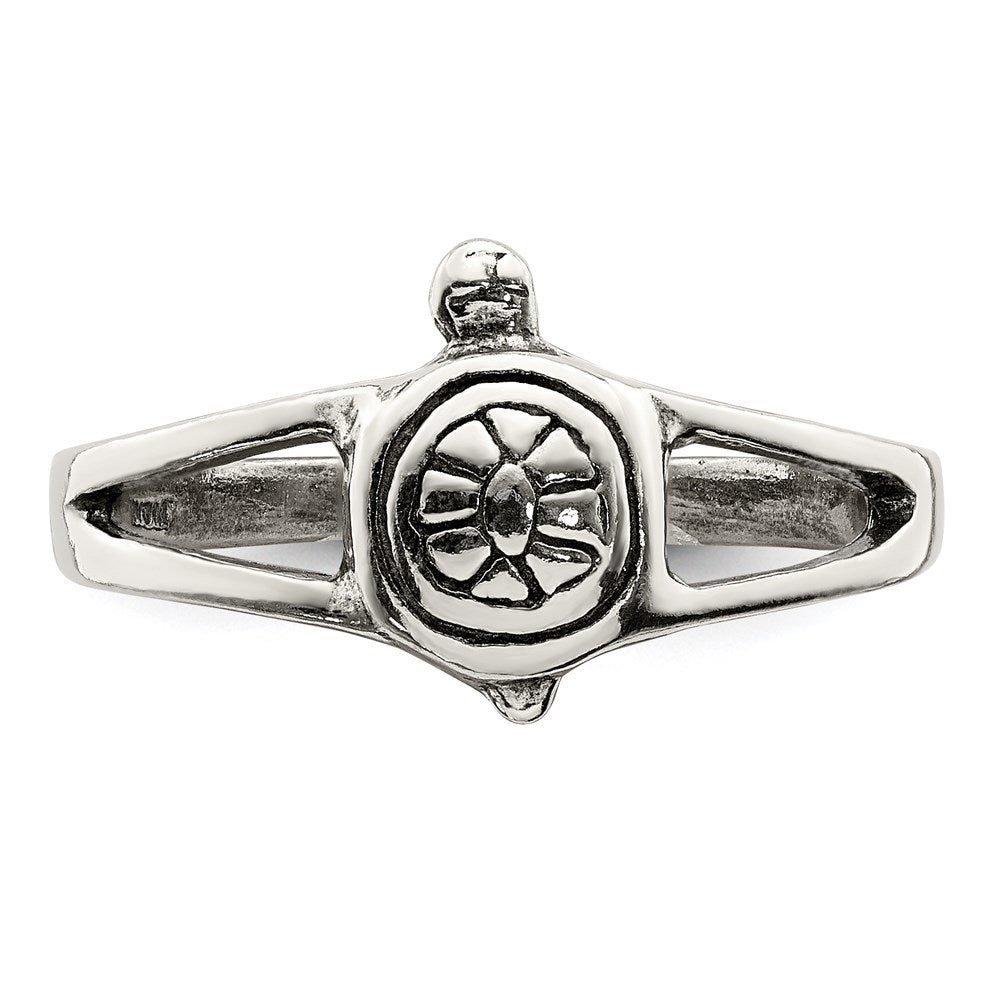 Sterling Silver Solid Turtle Ring