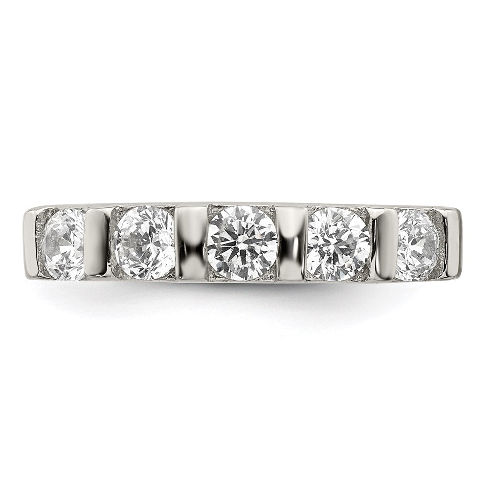 Sterling Silver Rhodium-plated CZ 5-Stone Ring
