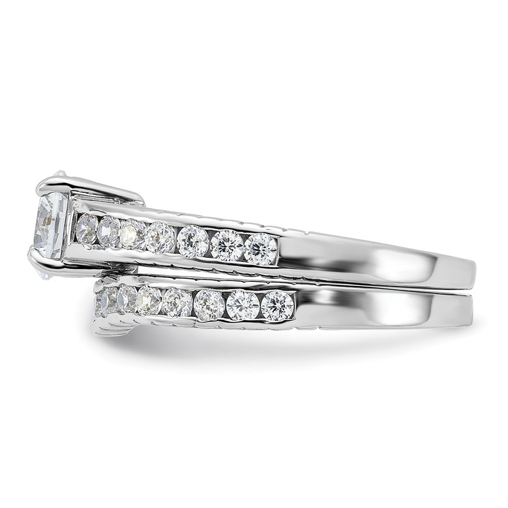 Sterling Silver Rhodium-plated 2-Piece CZ Size 8 Wedding Set Ring