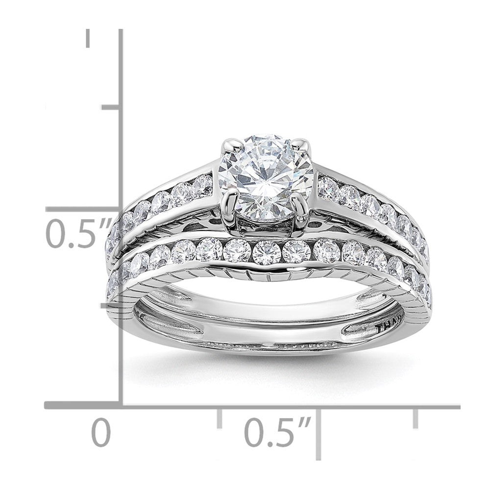 Sterling Silver Rhodium-plated 2-Piece CZ Size 8 Wedding Set Ring