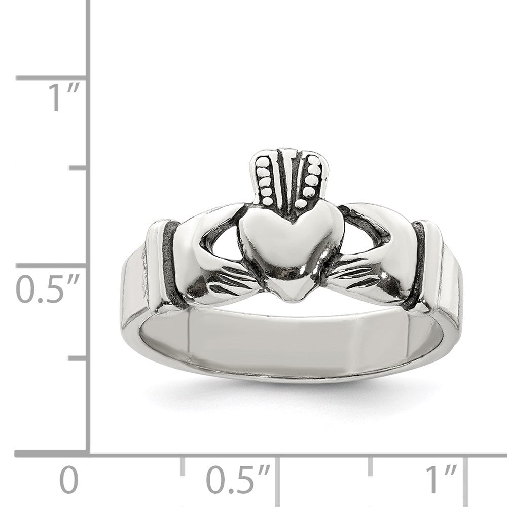 Sterling Silver Antiqued Claddagh Ring