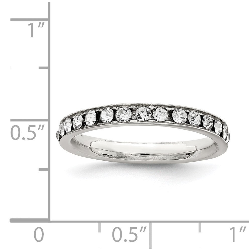 Sterling Silver Rhodium-plated Crystal Eternity Band