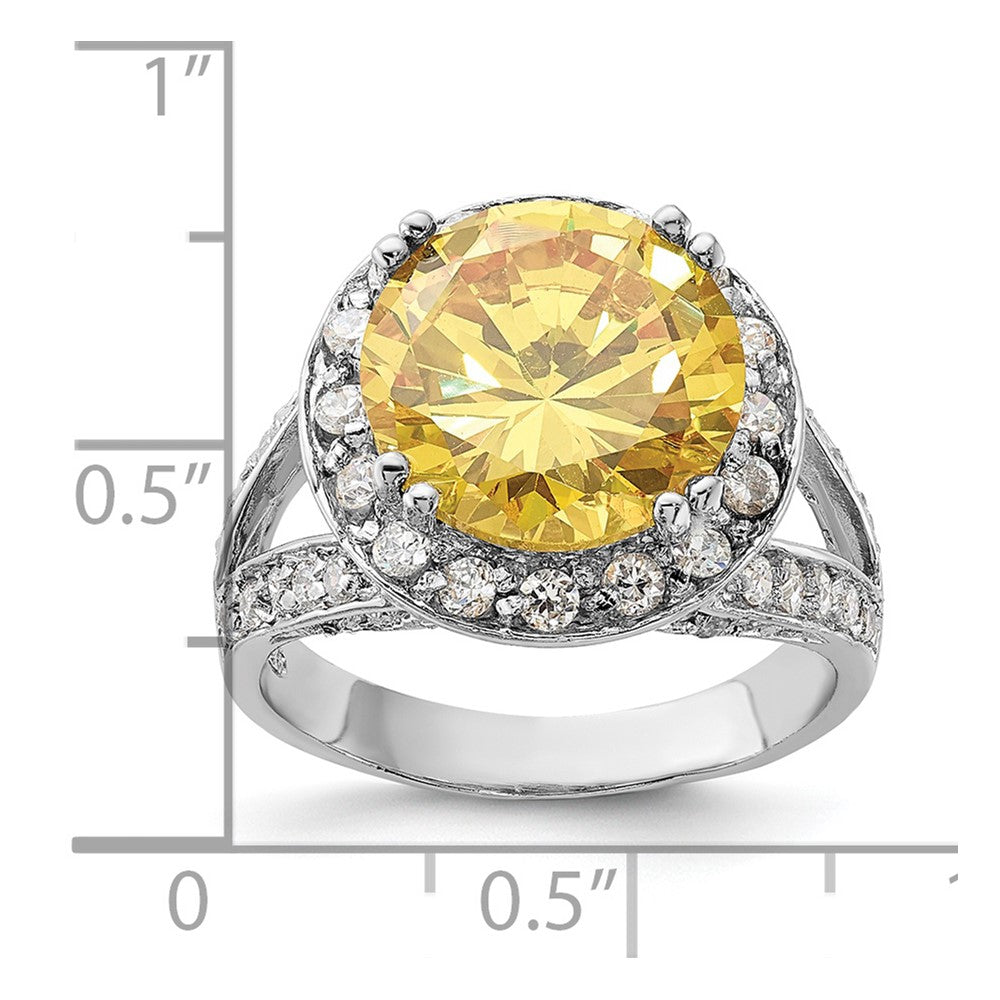 Sterling Silver Polished Yellow & Clear CZ Ring