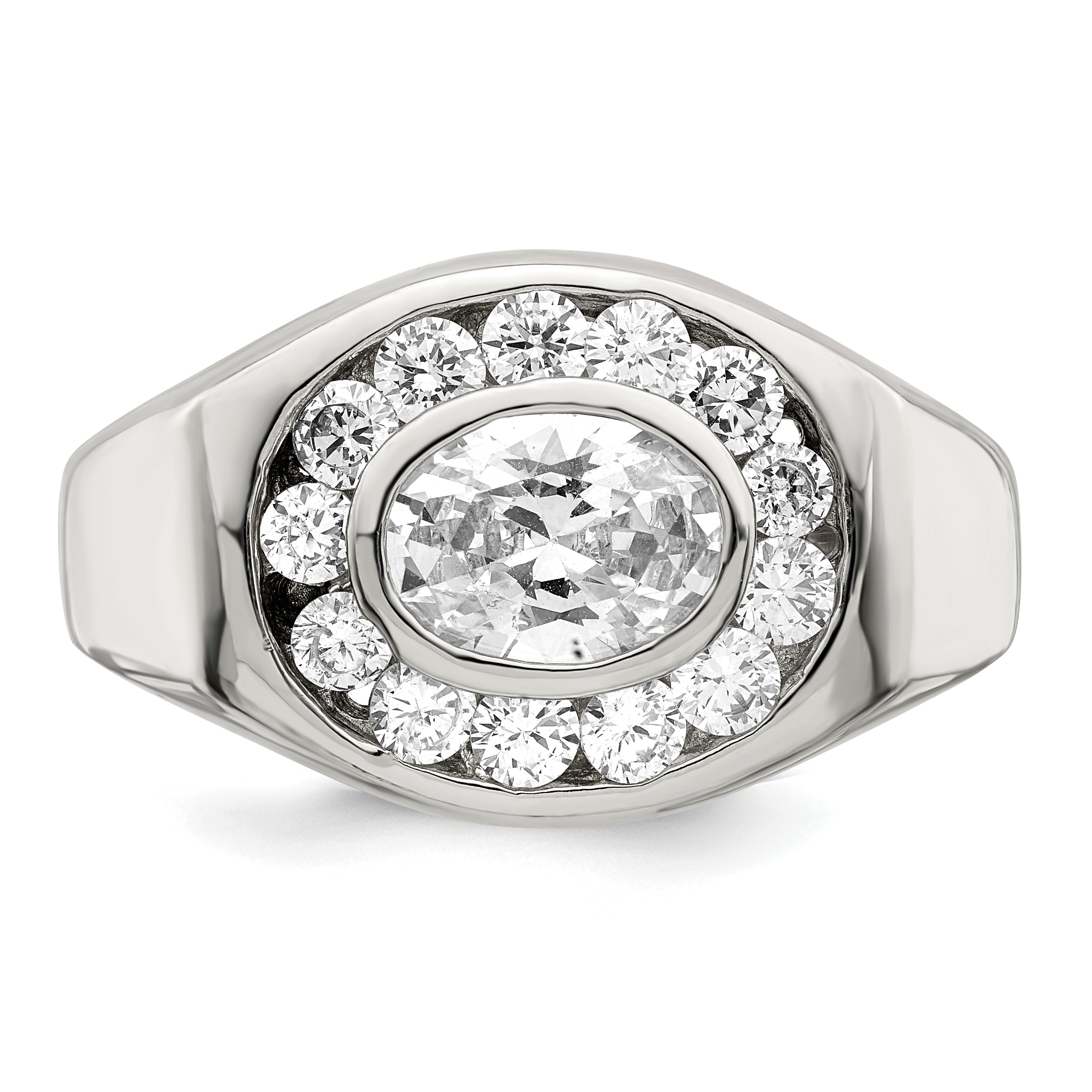 Sterling Silver Rhodium-plated Men's CZ Ring