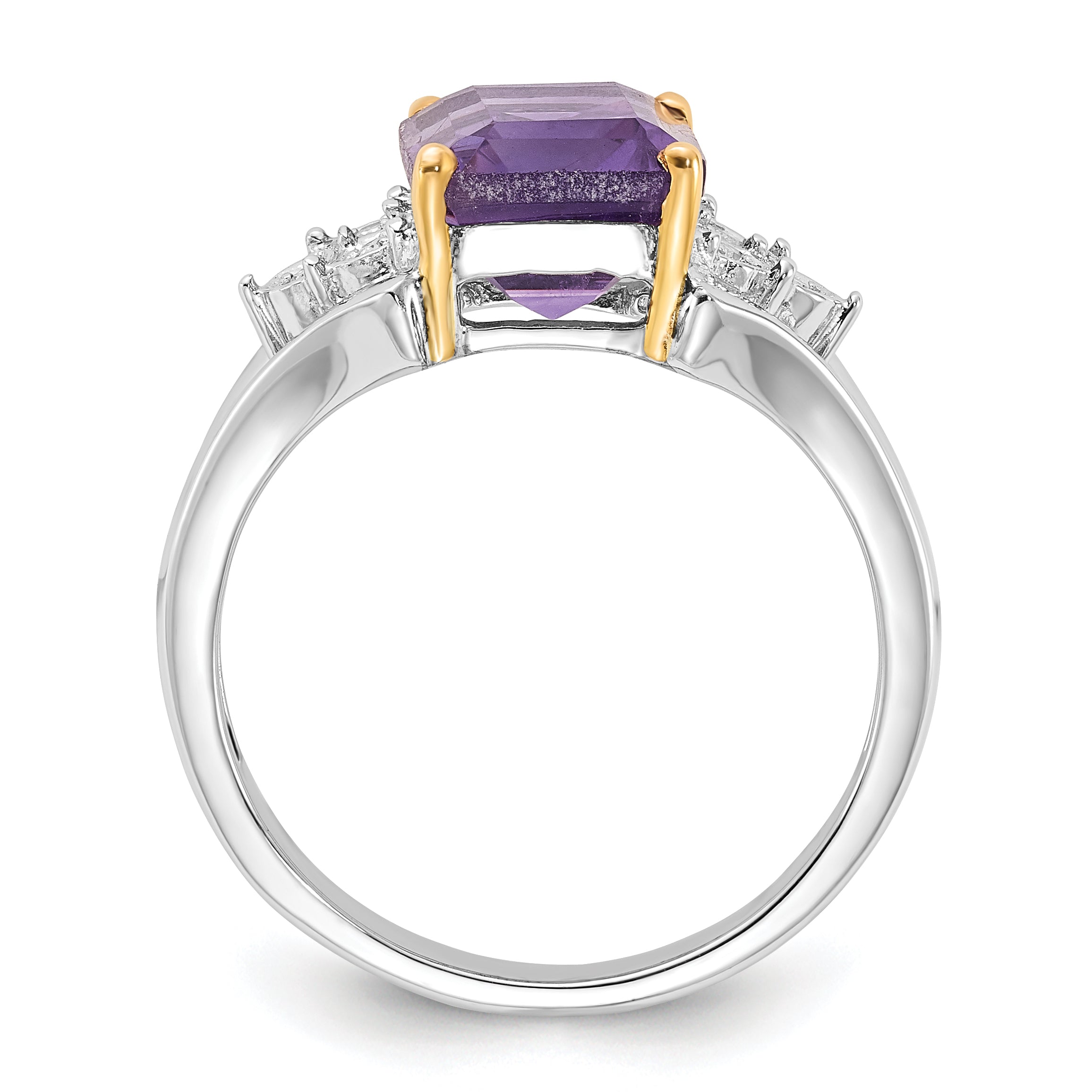 Sterling Silver & 14K Accent Amethyst and Diamond Ring