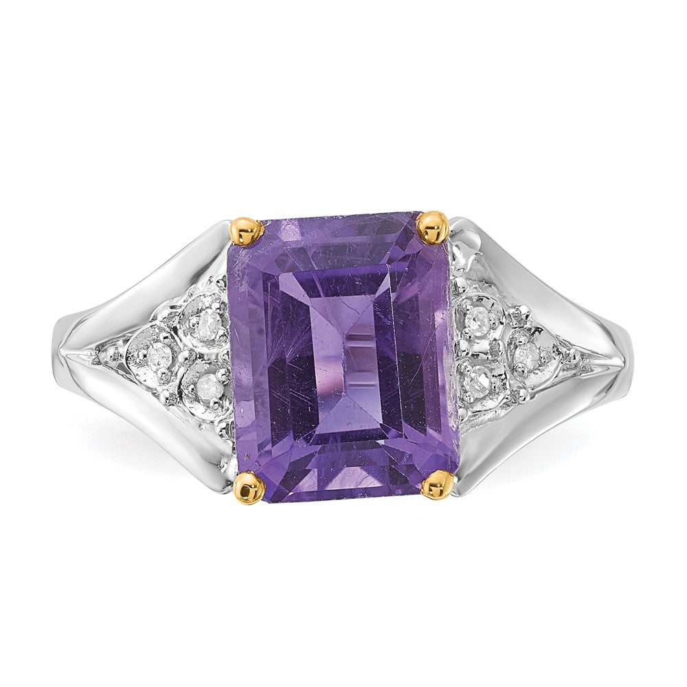 Sterling Silver & 14K Accent Amethyst and Diamond Ring