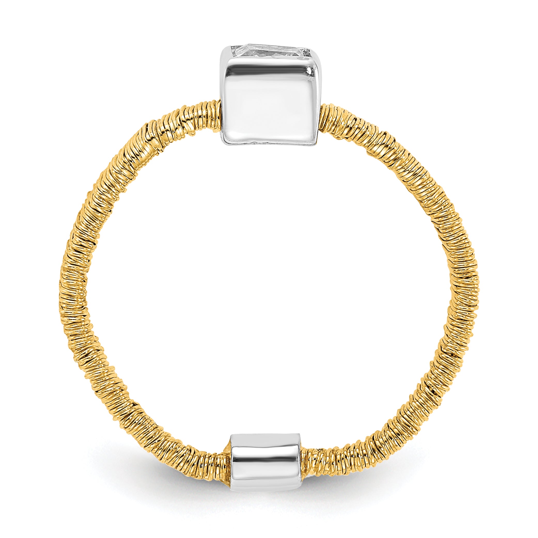 Sterling Silver w/ Gold-tone Vermeil Wire Wrapped CZ Ring