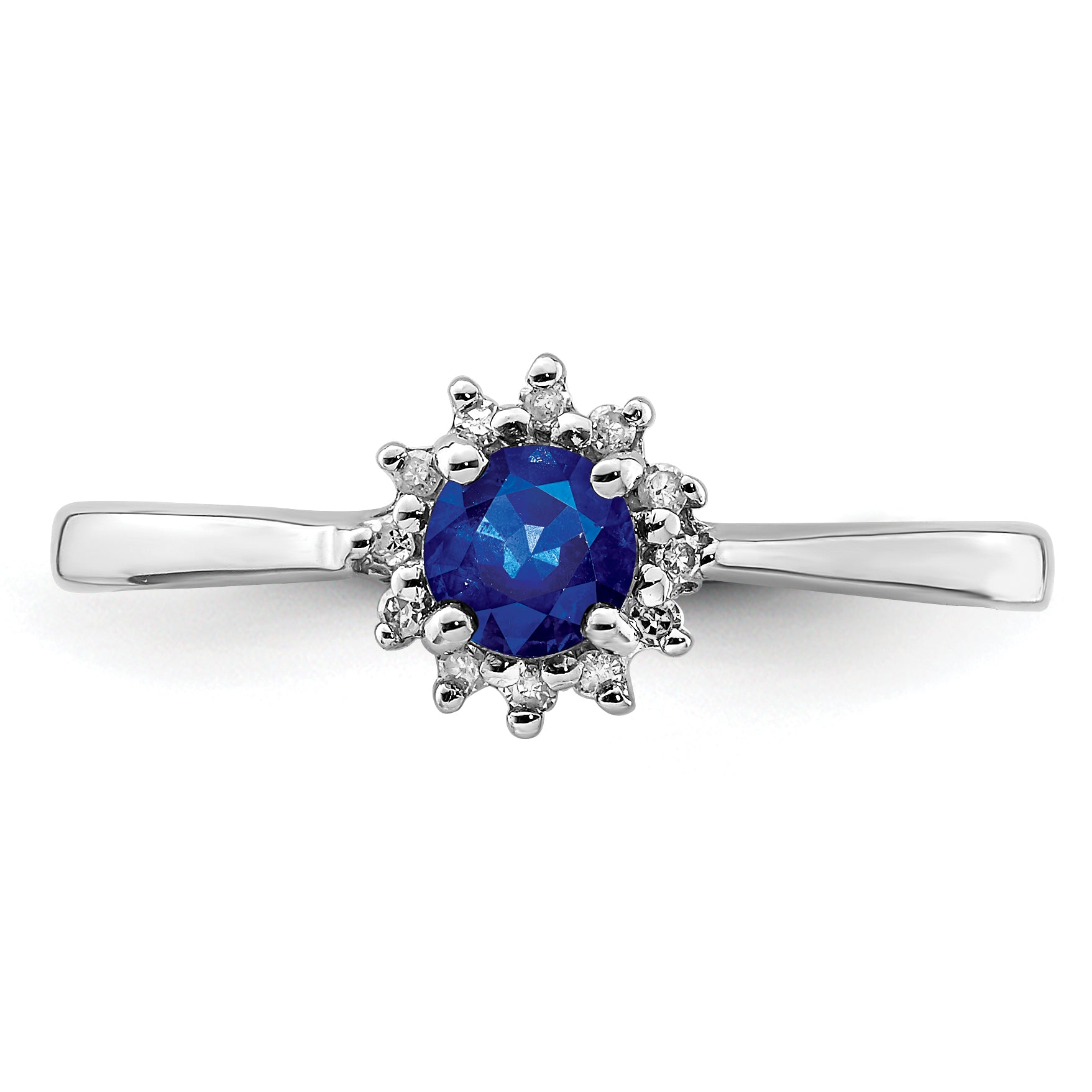 Sterling Silver Rhodium-plated Sapphire & Diamond Ring