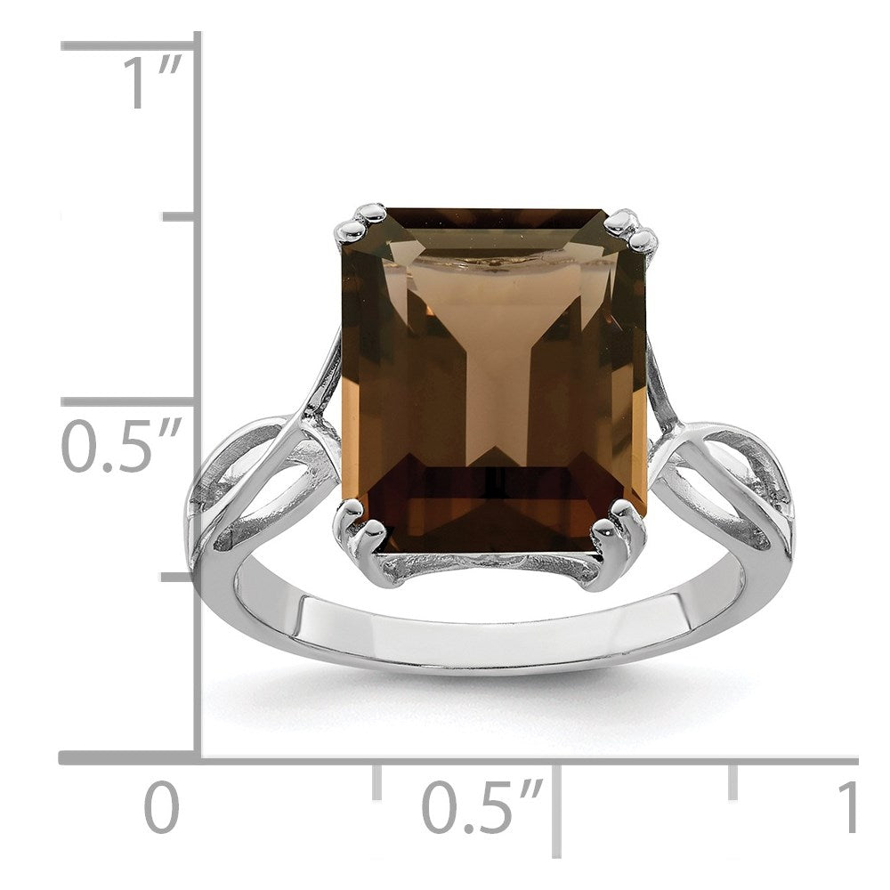 Sterling Silver Rhodium Smoky Quartz Ring
