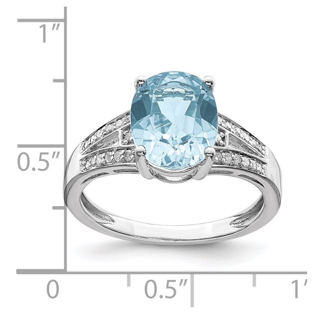 Sterling Silver Rhodium Diam. & Sky Blue Topaz Ring