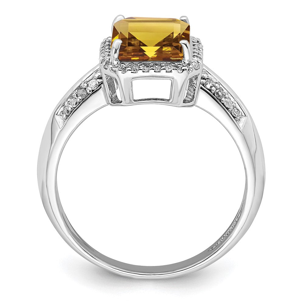 Sterling Silver Rhodium Diam. & Whiskey Quartz Ring