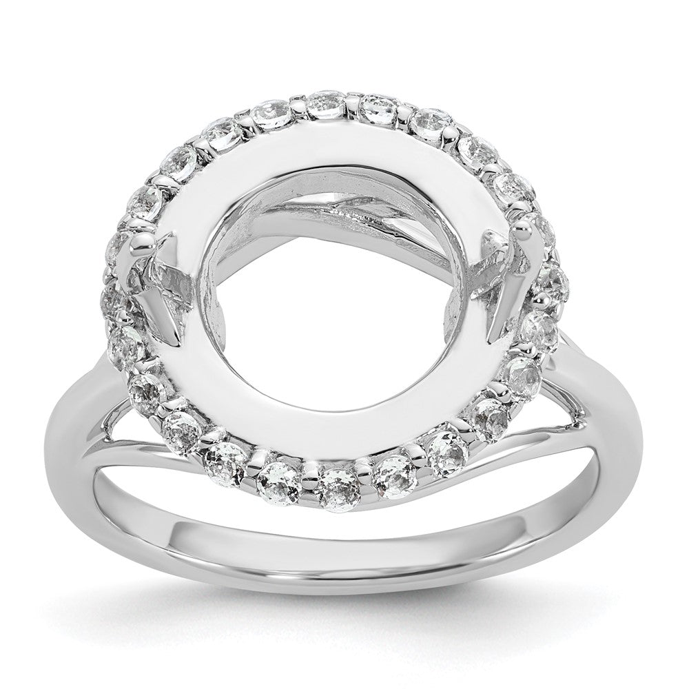 Sterling Silver Polished White Topaz Halo Semi-mount Ring