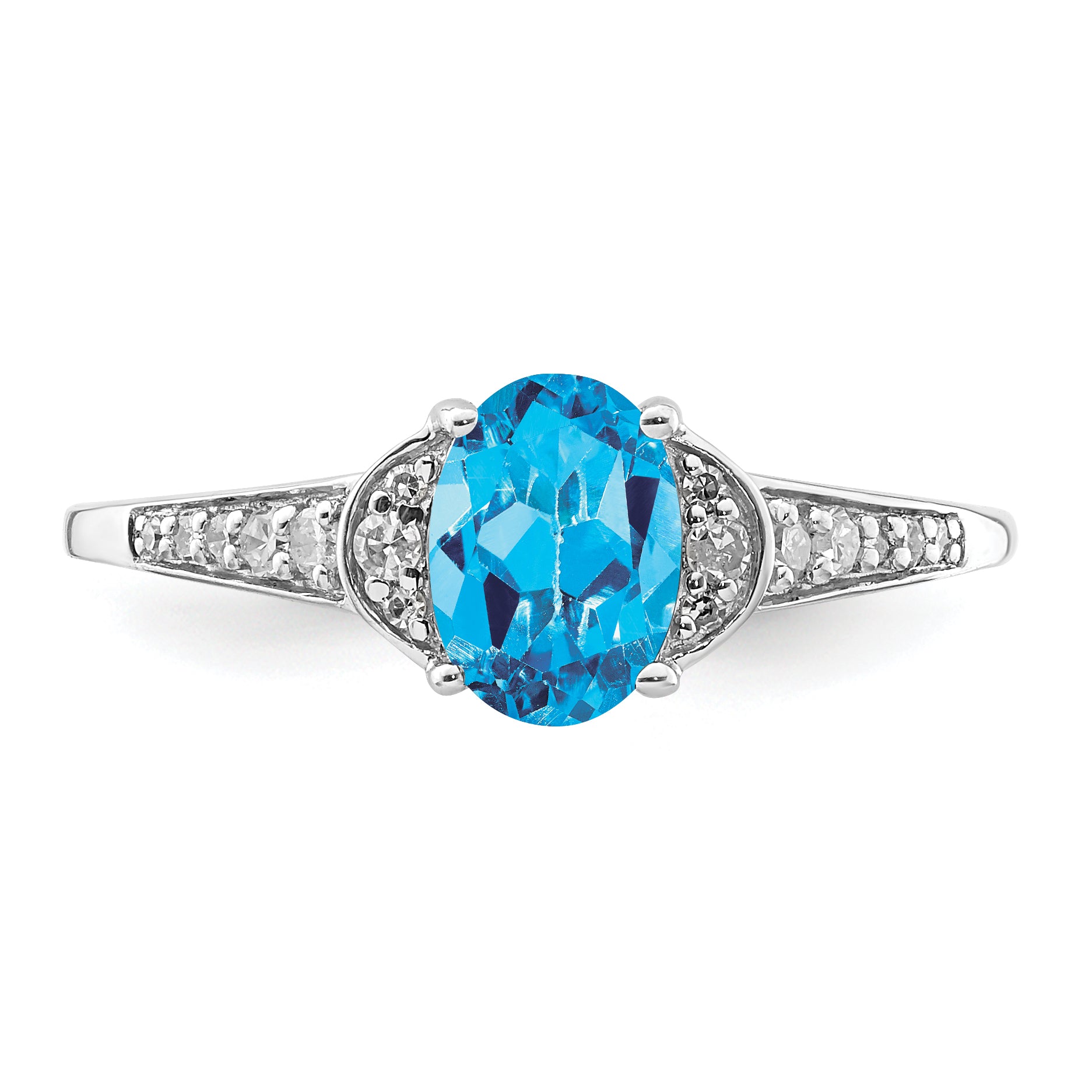 Sterling Silver Rhodium Blue Topaz & Diam. Ring